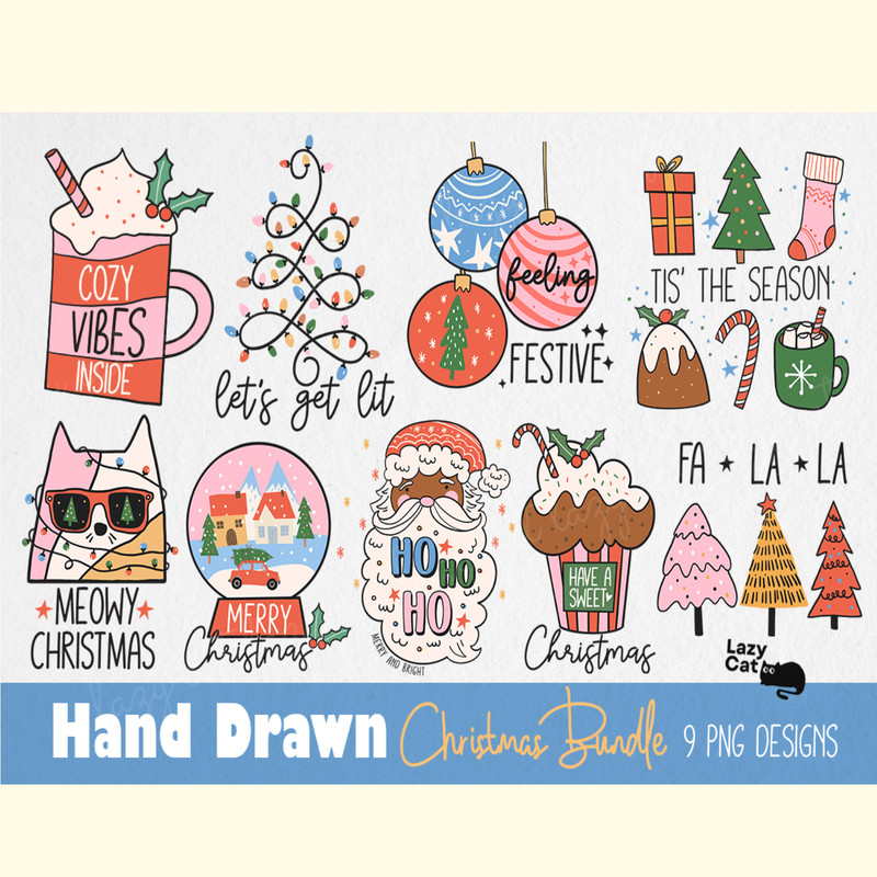 Hand Drawn Christmas PNG Bundle.png