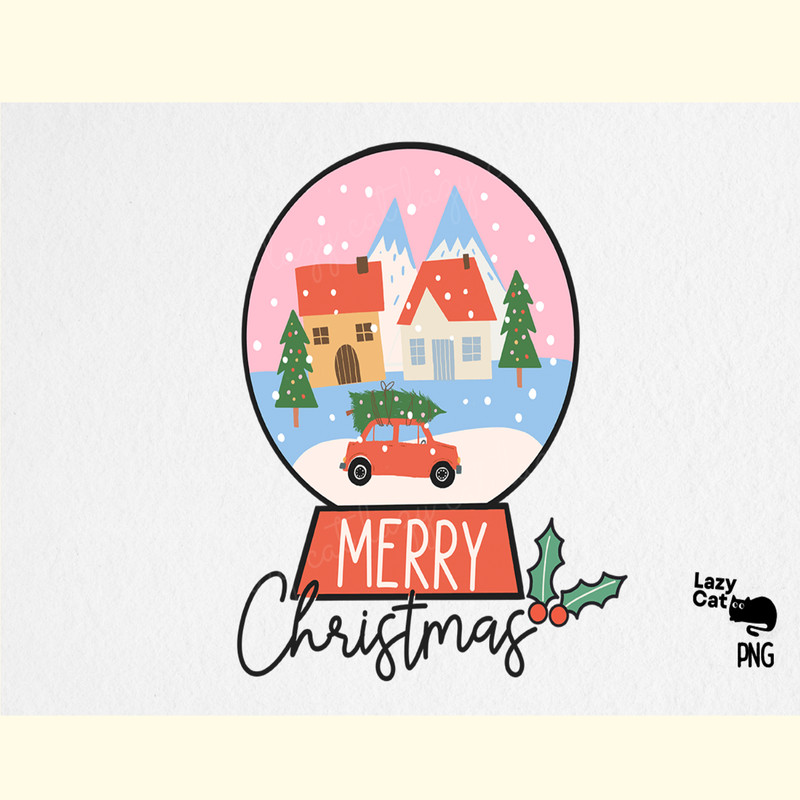 Hand Drawn Christmas Snow Globe PNG.png