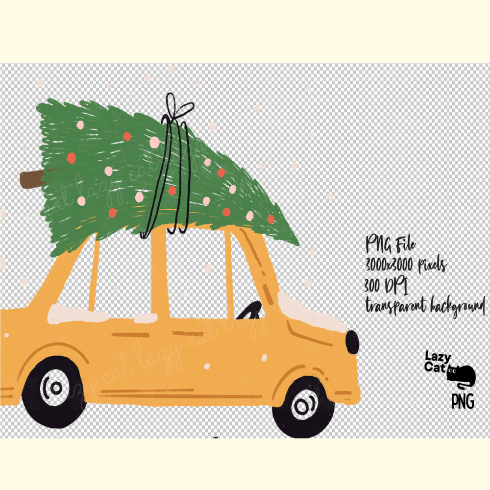 Hand Drawn Christmas Tree Car PNG_ 0.png