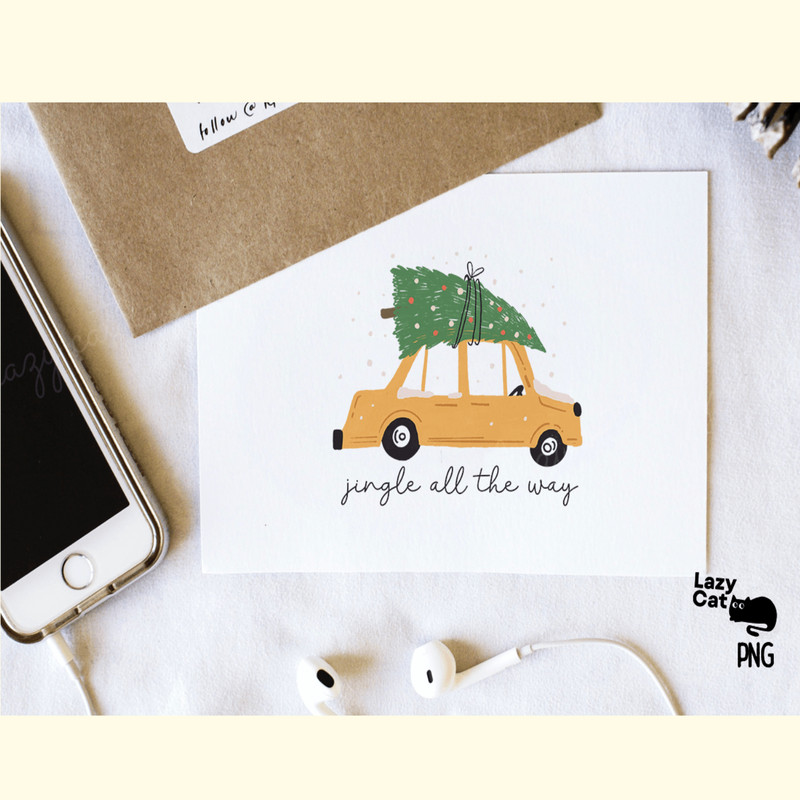 Hand Drawn Christmas Tree Car PNG_ 1.png