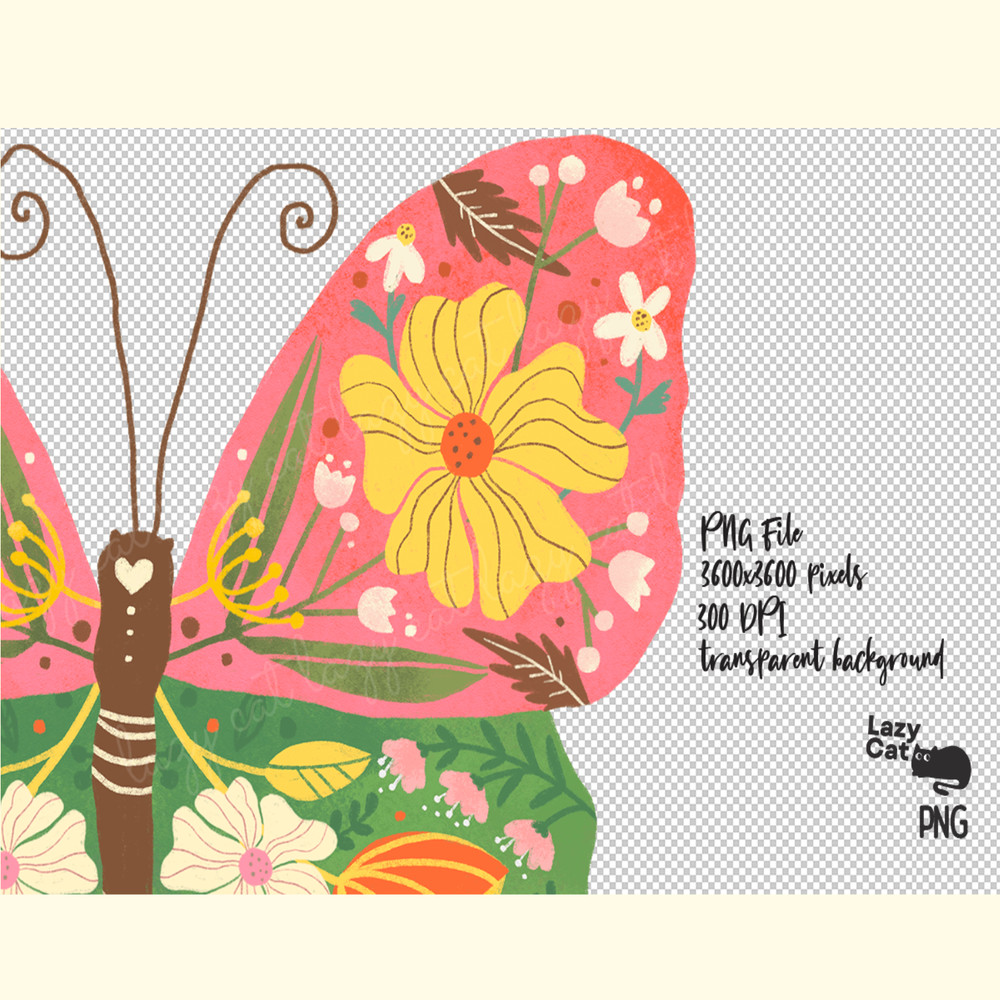 Hand Drawn Floral Butterfly PNG Clipart_ 0.png