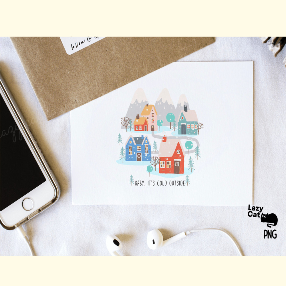 Hand Drawn Winter Town PNG_ 4.png