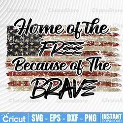 home of the free because of the brave, usa flag, png for sublimation, memorial day png, independence day, patriotic