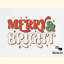 merry and bright christmas svg design