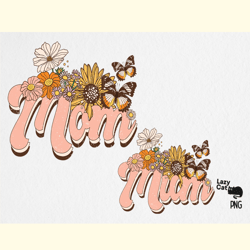 mom,mum retro flower png sublimation