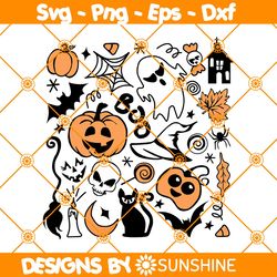 Halloween Doodle SVG, Halloween SVG, Ghost SVG, Pumpkin Svg, Boo Svg, File For Cricut