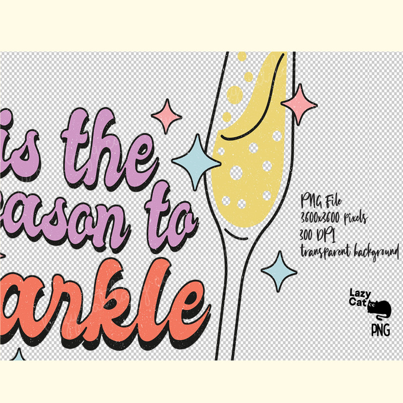 New Year Champagne Retro PNG Sublimation_ 0.png