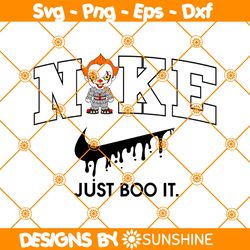 Nike Just Boo It x Baby Pennywise Svg, Horror Character Svg, Nike Just Boo It Svg, Baby Pennywise Svg