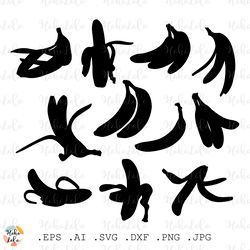 Banana Svg Sulhouette Cricut Stencil Template Dxf Clipart Png
