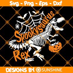 Spooky Saurus Rex Svg, Halloween Dinosaur Svg, T-Rex Skeleton Svg, Halloween Saurus Svg, File For Cricut