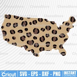 leopard america sublimation design | american usa map png | digital download | printable art | 4th of july independence