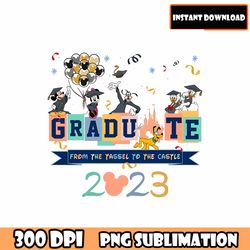 graduation senior 2023 mickey png bundle, senior team, class of 2023, tassel to castle, graduate 2023 bundle