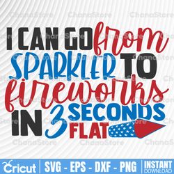july 4th svg, i can go from sparkler to fireworks in 3 seconds flat cut file, independence day svg,funny 4th of july