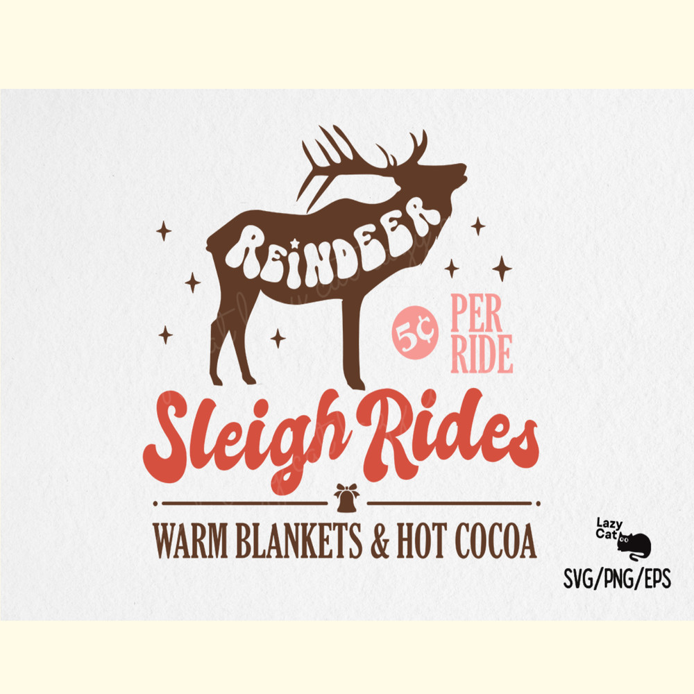 Reindeer Sleigh Ride Christmas Sign SVG.png
