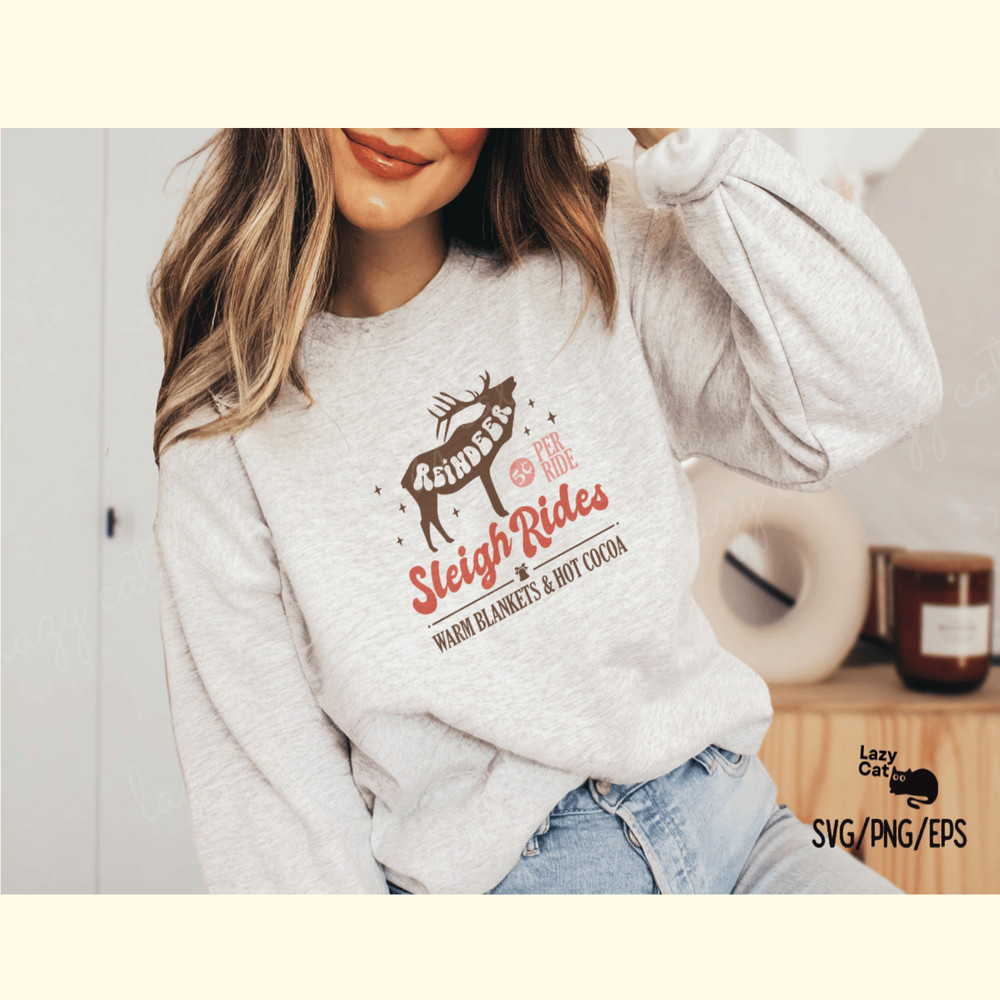 Reindeer Sleigh Ride Christmas Sign SVG_ 1.png