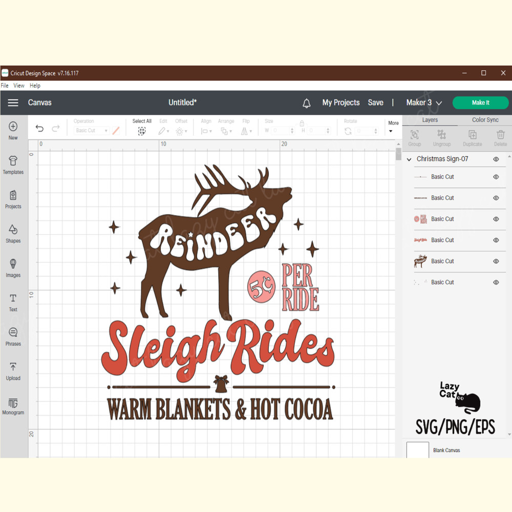 Reindeer Sleigh Ride Christmas Sign SVG_ 4.png