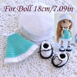 Crochet Doll Clothes Pattern, Outfit for Doll of 18 cm tall (English PDF), crochet doll dress pattern, dress amigurumi