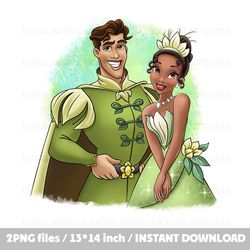 Princess Tiana and prince 2 Png files Sublimation Clipart