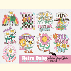 retro daisy quote png sublimation bundle