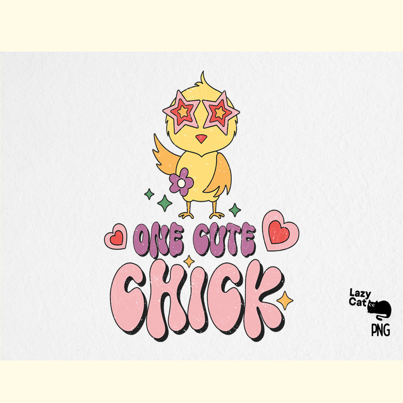 Retro Easter Chick PNG Sublimation.png