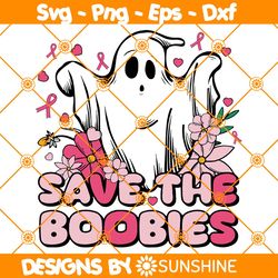 Save The Boobies Svg, Breast Cancer Svg, Halloween Ghost Svg, Ghost Breast Cancer Awareness Svg, File For Cricut