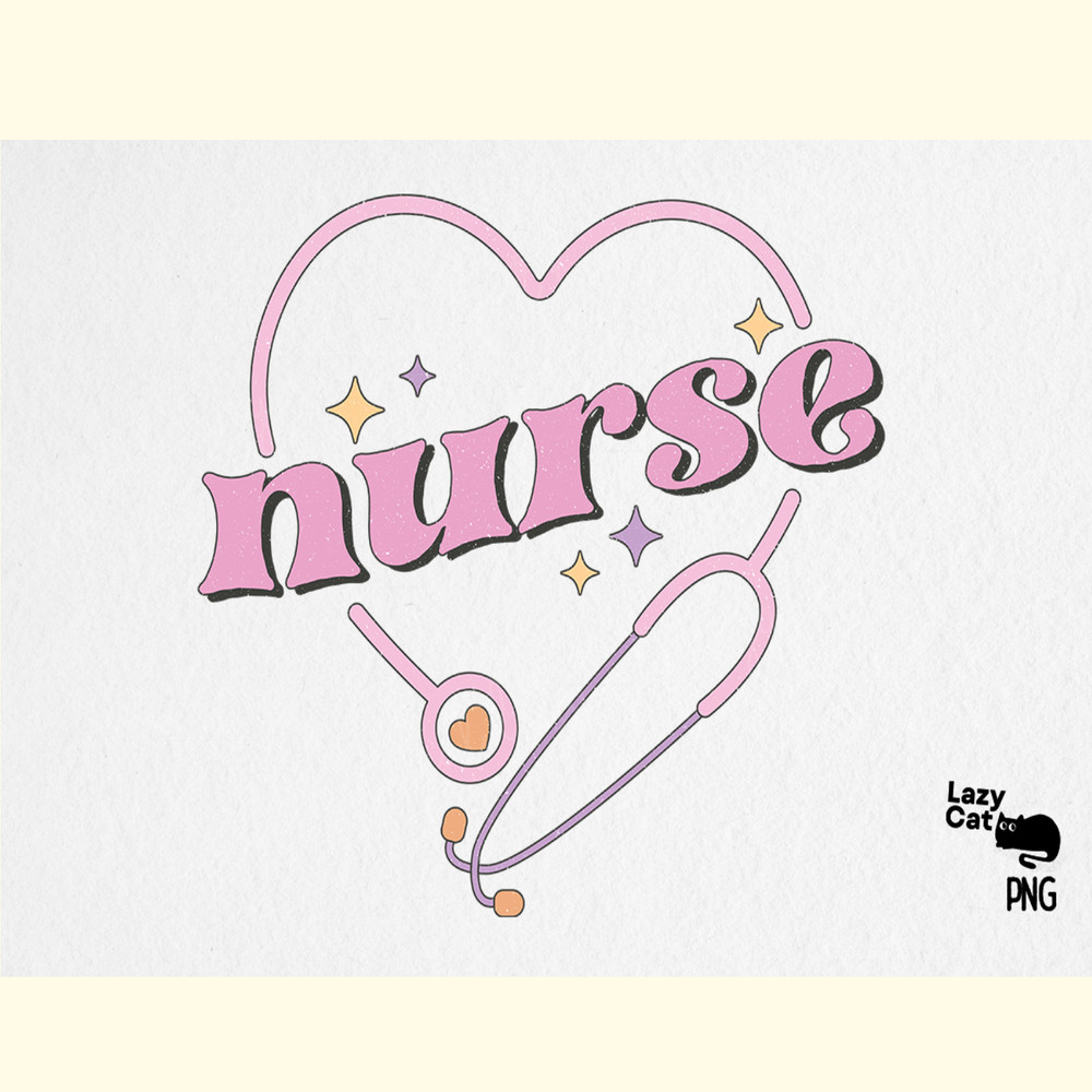Retro Nurse Love PNG Sublimation.png