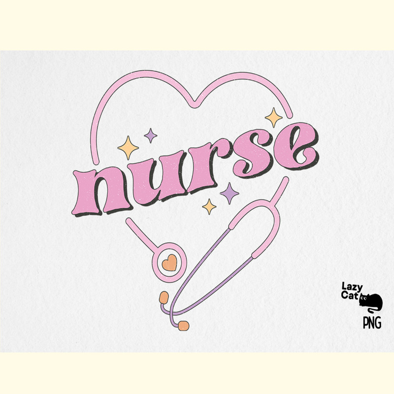 Retro Nurse Love PNG Sublimation.png