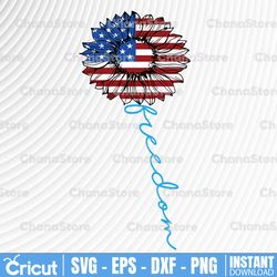 patriotic sunflower freedom svg, 4th of july svg, american flag svg, usa svg dxf eps, america svg, girls, memorial day,