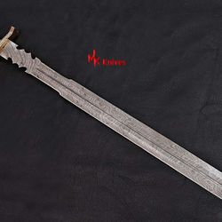 custom handmade damascus steel hunting swords with leather sheath gift swords mk223d