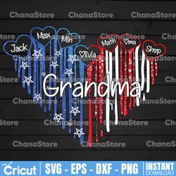 personalized names 4th of july america flag glitter grandma love heart png personalized grandma mimi gigi patriotpng 4th