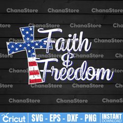 faith and freedom png, american flag christian cross, patriotic christian shirt design, religious gift, 4th of july part