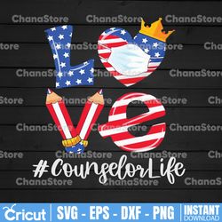 counselor life love png american flag heart png, quarantine teacher appreciation, 4th of july, independence day,