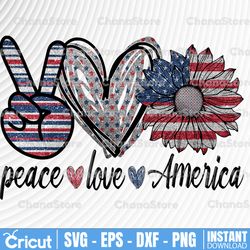 peace love america sunflower glitter png, 4th of july sublimation designs downloads american flag sunflower