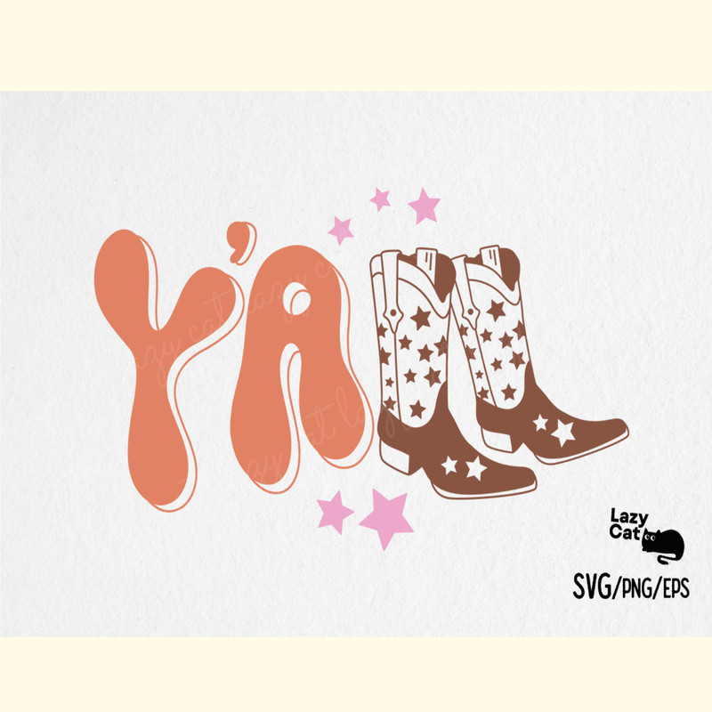 Western Y'all Cowboy Boots SVG Design.png