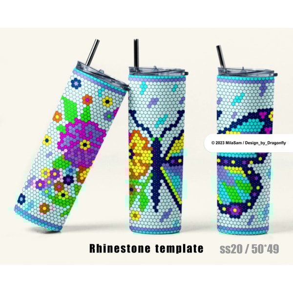 butterfly RHINESTONE TUMBLER Template SS20-5mm 50X49stones - - Inspire ...
