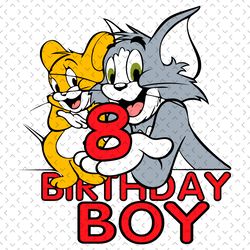 tom and jerry 8 birthday boy svg, birthday svg, 8th birthday boy svg, 8 years old svg, tom and jerry svg, tom and jerry