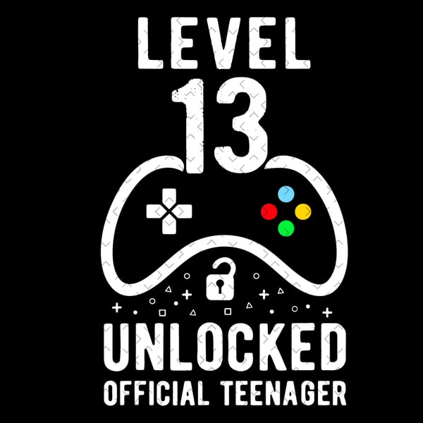 Level 13 Unlocked 13Th Birthday Gamer 13 Year Old Boys Men's T-shirt Back Print - DE Level 13 Unlocked 13Th Birthday Gamer 13 Year Old Boys Men's T-shirt Back Print - DE