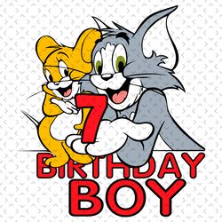 tom and jerry 7 birthday boy svg, birthday svg, 7th birthday boy svg, 7 years old svg, tom and jerry svg, tom and jerry