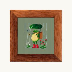 Motty Traveler Frog and The Summer rain cross stitch pattern