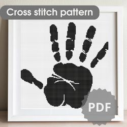 Palm, cross stitch pattern. Fingers, cross stitch chart in PDF format, instant download.