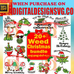 20 weed christmas bundle svg, cannabis svg bundle cutting file for cricut