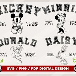 mickey and friends svg png bundle, instant download printable design svg for cricut cutting file vinyl cut file