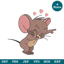 Mouse Jerry Embroidery Design File/ Tom and Jerry Anime Embroidery Design/ Cartoon Embroidery Design/ Love Embroidery