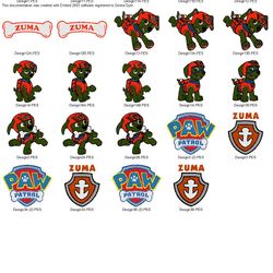 Collection CARTOON CHARACTERS PAW PATROL ZUMA Embroidery Machine Designs PES JEF HUS DST EXP VIP XXX