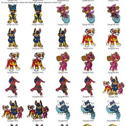 Collection CARTOON CHARACTERS PAW PATROL MIGHTY PUPS Embroidery Machine Designs PES JEF HUS DST EXP VIP XXX