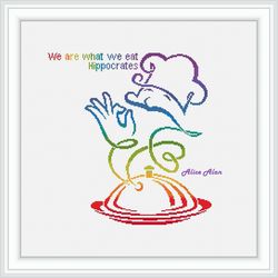 cross stitch pattern kitchen chef cook silhouette contour rainbow profession cap cloche counted crossstitch patterns pdf