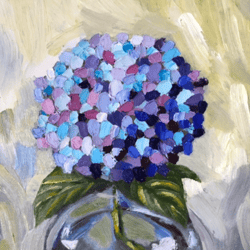 Hydrangea flowers original oil painting hand painted modern impasto painting wall art 6x9 inches