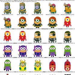 Collection MINIONS SUPER HEROS Embroidery Machine Designs PES JEF HUS DST EXP VIP XXX