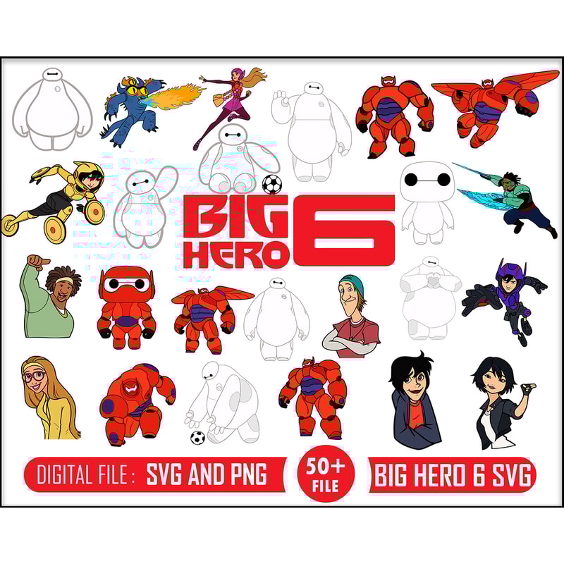 50 Big hero svg, big hero 6 svg, disney svg, baymax svg, big hero, hero birthday, 6 svg, big 6, big svg, hero svg, hero 6 cut file.jpg