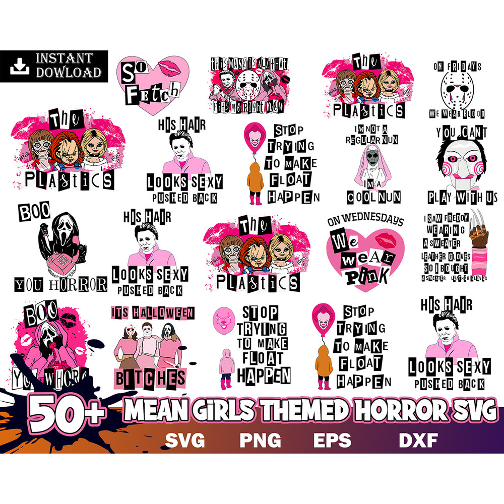 50 File Mean Girls svg, Mean Girls Bundle svg, Horror svg eps png, for Cricut, Silhouette, digital, file cut Instant Download.jpg